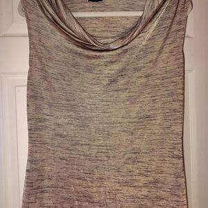 Metallic Sleeveless Cowl Neck Top